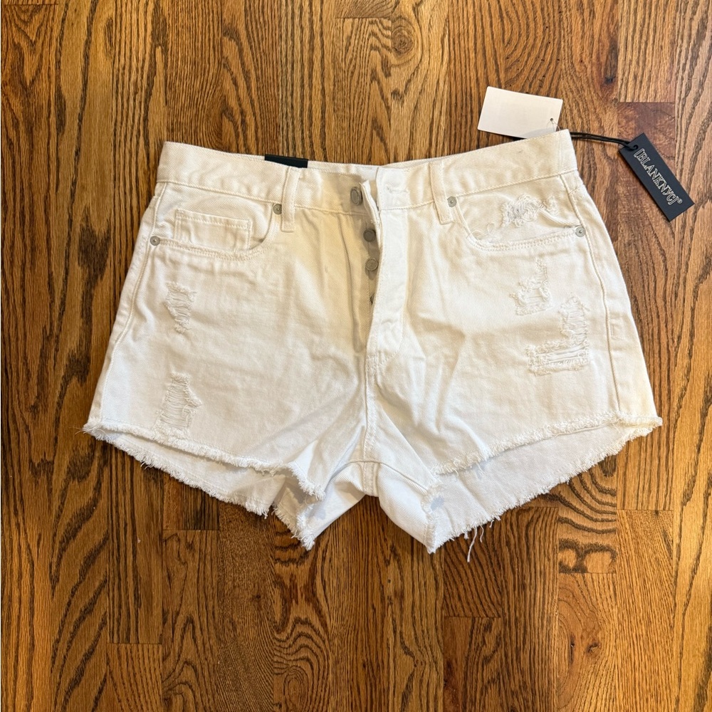 Blank NYC Women's Cream Distressed Jean Shorts